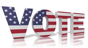 the word "vote" in the colors of an American flag